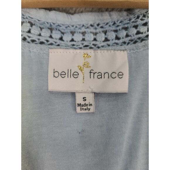 Belle France Cut Out Shoulder Ethereal Silk Blouse Sz S Blue Made in Italy Ombre - Picture 5 of 10